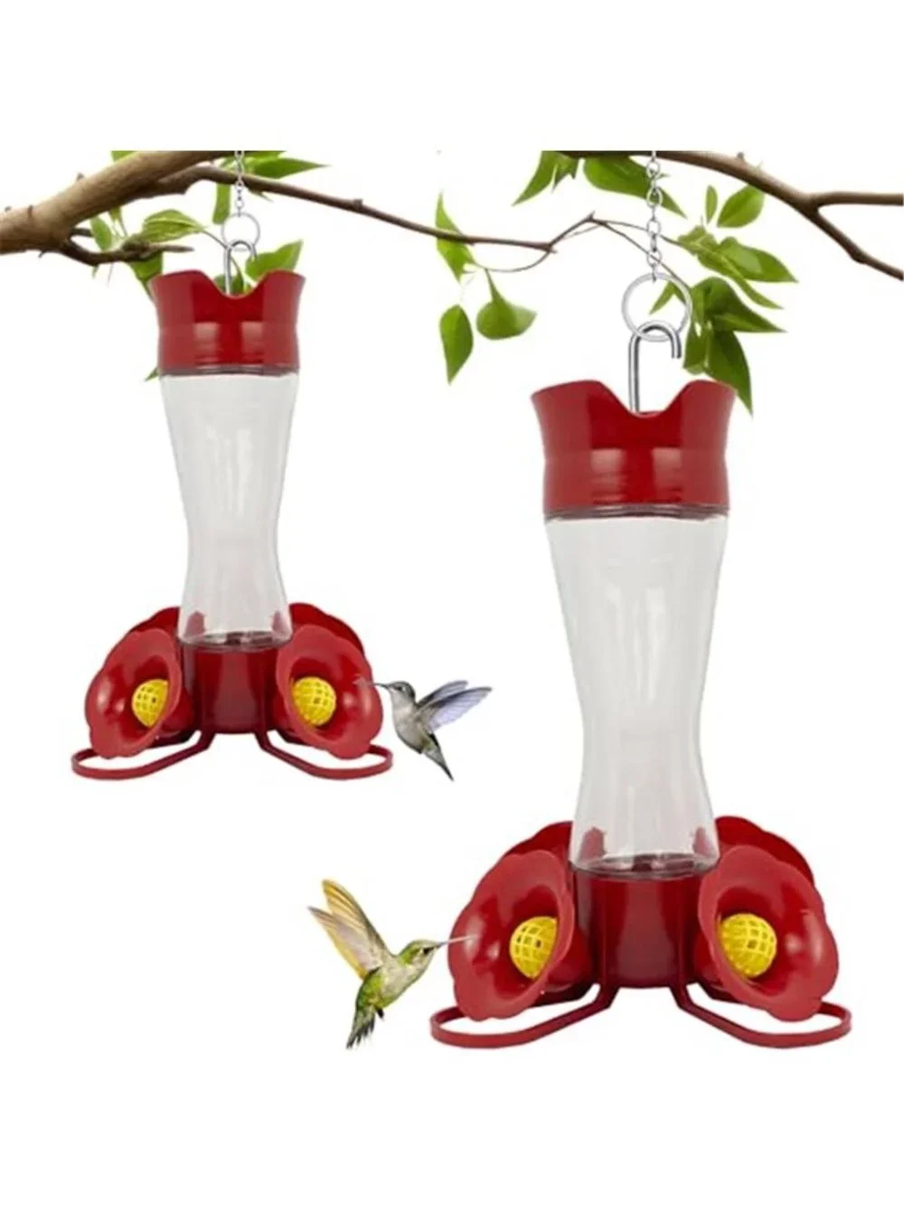 Glass Hummingbird Feeders for Outdoors with Ant Moat, Bee Guards, & Perches, 8oz